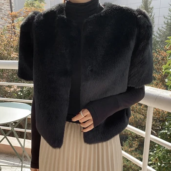Дамски стилен палто, Clothland, однобортная, с къс ръкав, цвят Каки, черни връхни дрехи, модни яке Mujer CB050