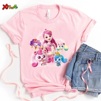 Детска тениска за момичета с красиви мультфильмами, ежедневни облекла, тениски с аниме, детски дрехи за момичета, детски ризи, детски дрехи