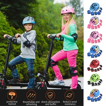 Детски велосипеди шлем, накладки, комплект защитно облекло за велосипеди, ролери, скутери