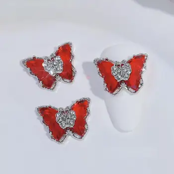 Дизайн на ноктите с пеперуди, атрактивни двуслойни декорация за нокти с пеперуди, искрящи кристали, художествени декори за жени, 10 бр. леки