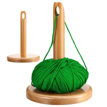 Дървен държач за прежда за плетене, Дървена рамка, Поставка за топки от прежда за плетене на една кука, Дървена опаковка, за да се предотврати заплитането на прежди, Подвижна