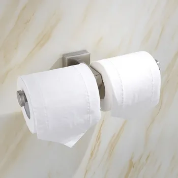 Държач за тоалетна хартия за баня, Стенен държач ролка хартия за кухня, Рафтове за съхранение от неръждаема стомана, монтиран на Стената, куки, Диспенсер