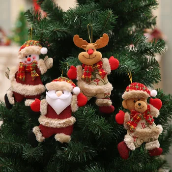 Дядо Коледа, Снежен човек, Елен, Мечка, Тъканно Кукла, Окачен Подарък, Аксесоари за Коледната елха, Коледен Декор За дома, коледа, Коледни Декорации