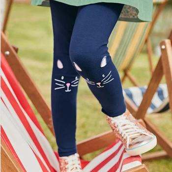 Есенни панталони Little maven 2022 за малки момичета, сладки памучни гамаши с кошачьим комфорт, тъмно сини панталони за деца на 2-7 години