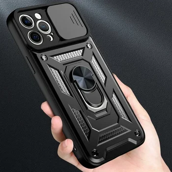 Защита на Обектива на Камерата Подвижен Калъф За Телефон iPhone 13 11 12 Pro Max Mini XR XS X Max 7 8 Plus SE Брони Военни Клас Бронирана чанта за Носене