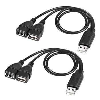 Кабел-сплитер 2X USB конектор USB 2.0 A за да се свържете зарядното устройство с две USB-изхода Y Дърва