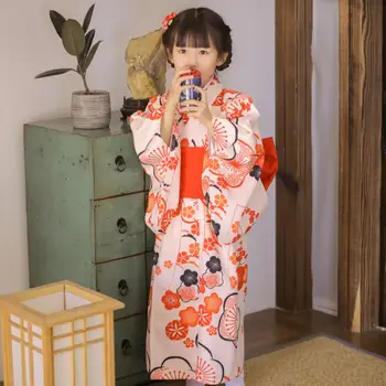 Кимоно в Японски стил за момичета С принтом Ретро Kawaii Robe Детски Живописна Костюм За Бебета Юката Азиатската Облекло A2482