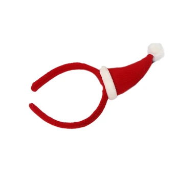 Коледна превръзка на главата, пухкави мини-шапка на Дядо Коледа, шапка, червена панделка за коса на Хелоуин, Коледа шапки, вечерни аксесоари 449B
