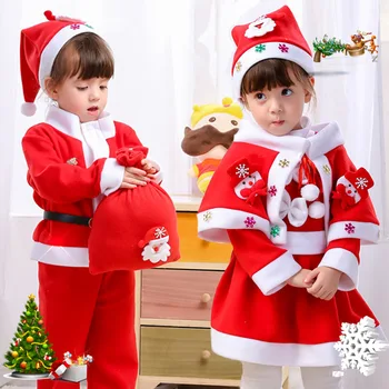 Коледни костюми на Дядо Коледа, маскиране за деца, костюм за изяви за момчета и момичета, чието сценично облекло, карнавальное луксозно рокля, мини-рокля