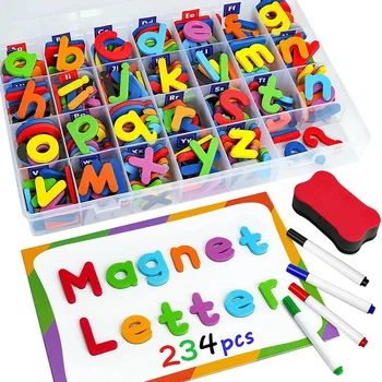 Комплект магнитни букви и цифри са 244 бр., Главни букви, Пенопластовый азбука ABC 123, Магнити За хладилник, Набор от образователни играчки