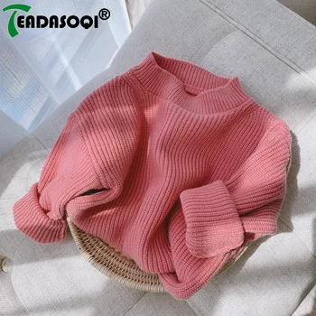 Корейската детски дрехи: вязаный пуловер однотонного розово за момчета и момичета, пролетта на топ ярки цветове за бебета от 0 до 6 години