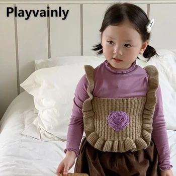 Корейски стил, Нов Пролетно-есенен жилетка, трико без ръкави, Пуловери, жилетки, вязаный топ, Детски дрехи за момичета H05