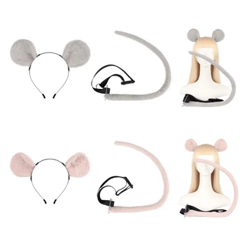 Костюм за cosplay от животински Мишка-вълк, набор от ушите и опашката, превръзка на ухото мишка с опашка Y1QD