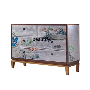 Лесен луксозен скрин в съвременен китайски стил, С ръчно изработени рисувани, Антикварен шкаф За антре, Гардероб за антре, гардероб за коридор