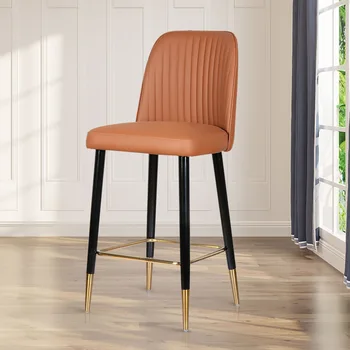 Луксозен бар стол Nordic light, лесен бар стол от масивно дърво, модерен столче за хранене в кафене
