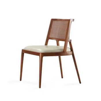 Луксозни дървени трапезни столове Nordic Modern от ратан, ергономични подови трапезни столове Relax Juegos De Comedor Мебели за антре