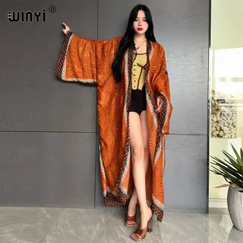 Лято 2024 г., модно рокля кимоно WINYI boho, плажно облекло, покриване, елегантна жилетка, плажни дрехи за жени, козината с топла релефни