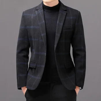 Марка дрехи 2023, Модерен Нов мъжки ежедневни бизнес карирани оборудвана яке, вечерна рокля, блейзери, яке, палто, S-3XL