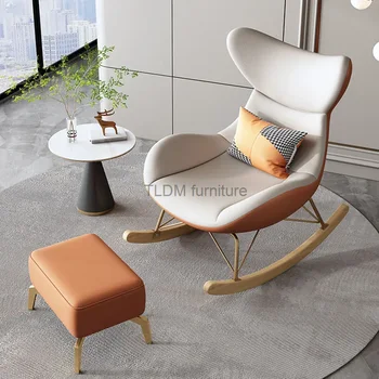 Меко дизайнерски стол за дневна с ергономична опора, люлеещ се стол за дневна, модерно дълбоко кресло Sillon, Индивидуални мебели