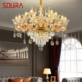 Модерни полилеи SOURA, златна луксозен кристален led свещ, окачена лампа за дома, всекидневна, спални, хотелско оборудване