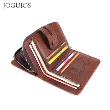 Мъжки чанти-портфейли JOGUJOS RFID от естествена телешка кожа, портфейли и за мъже, притежател на кредитна карта, портмоне, карта, свидетелство за управление на мпс