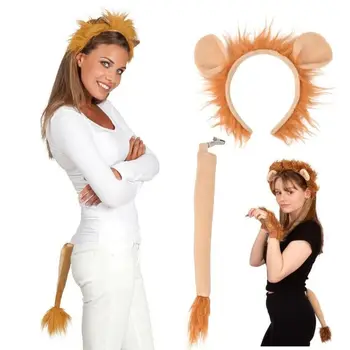 Набор от чалми на главата с лъв, косплейный костюм, превръзка на главата с уши и опашка, костюм на животното, карнавал, маскарад, детско шоу