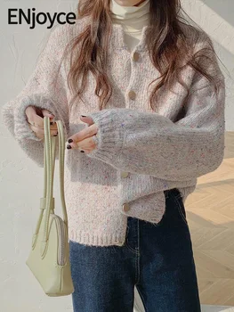 Наслаждавайте се на Зимни Женски Корейски модни марки, дебели вязаными пуловери, Кардиганами, сака, Елегантни однобортным трикотажным палто