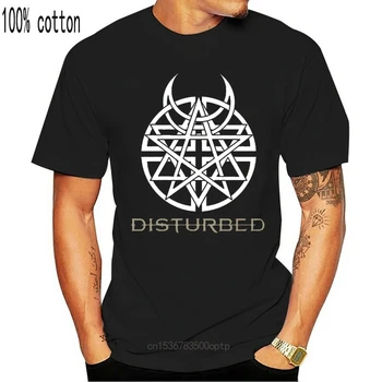 Нова мъжка черна тениска с логото на хардкор-метъл група, Disturbed, размер S-2Xl B?Неофициално модна тениска с принтом