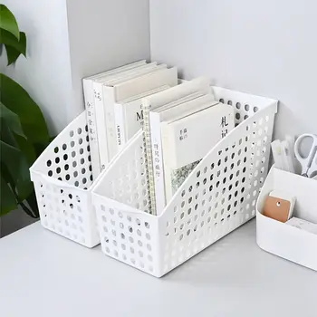 Обикновена бяла кутия за съхранение на файлове с формат А4, настолен органайзер, държач за документи на хартиен носител, Многофункционални книга, Кутия за съхранение на моливи и всички всячины