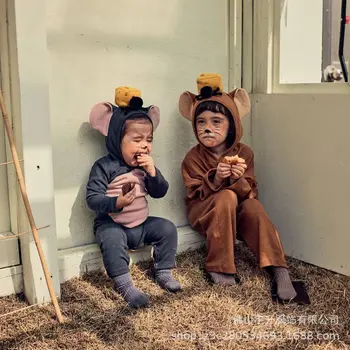 Облекло за новородени Боди Mouse Top Cake Есен Зима 2023 Модни твърди дрехи за малките момчета, за малки момичета