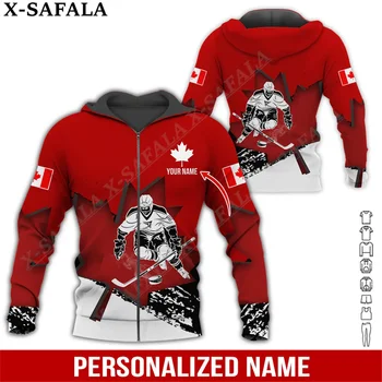 Персонални Името на Фен на Хокей на лед Канада 3D Печатна Светкавица Мъжки Hoody Пуловер С Качулка Hoody С Качулка Джърси Спортен Костюм на Горно Облекло Палто
