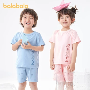 Пижами унисекс, за деца Balabala, лятна, с принтом малък октопод, Влагопоглощающий, быстросохнущий костюм с къси ръкави