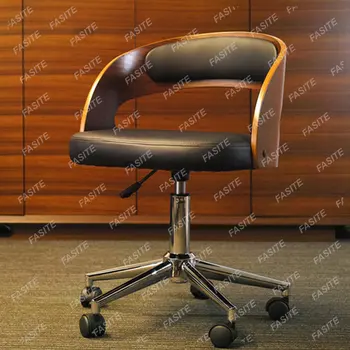 Прост компютърен офис стол за малък апартамент, домашен асансьор, въртящ се стол за отдих, бюро със стол от масивна дървесина, стол