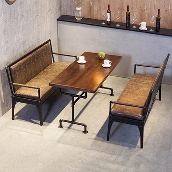 Реколта търговски кафе бар стойка от масивна дървесина, мебели за закуска, маса за Хранене, Кетъринг маса със столове
