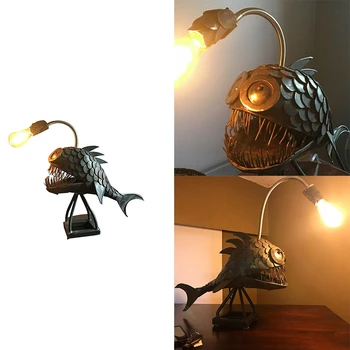 Рибар USB Лампа Акумулаторна Настолна Метална лампа ръчна изработка за украса на дома и всекидневна