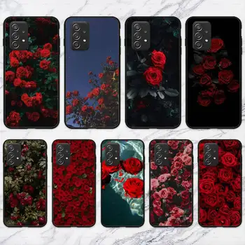 Розово-червени цветя на Калъф За мобилен телефон Samsung Galaxy А02 A12 A21 A22 A32 A41 A42 A51 A71 A72 под формата На Миди