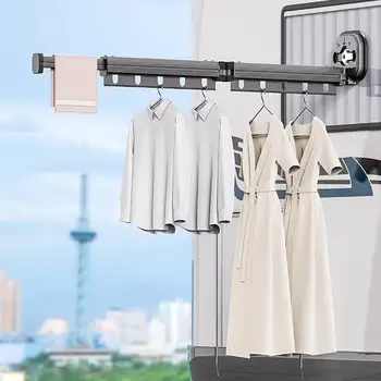 Сгъваема закачалка за сушене на дрехи на присоске с плъзгаща вендузата Множество 3-те пъти закачалка за сушене на дрехи