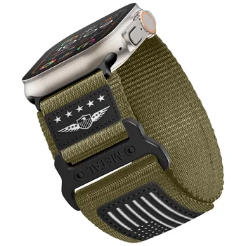Спортен Тъкани Найлонов Ремък за Apple Watch Ultra Band 49 мм 45 мм 42 мм 44 мм Кожена гривна correa iWatch series 9 7 6 5 8 se 44 мм