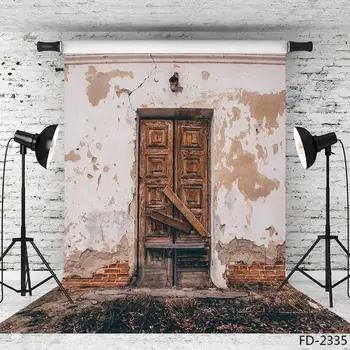 Старата врата, тухлена стена, винил фон за фото студио, 3D винил плат с компютърна печат за фото студио