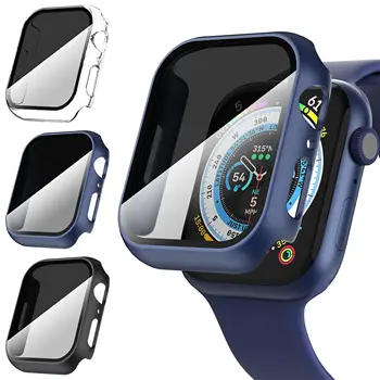 Стъкло + Капак за Apple Watch Case 8 7 6 SE 5 9 iWatch Accessorie Защитно Фолио за дисплея на Apple Watch Серия 44 мм 41 мм 40 мм 42 мм, 45 мм, 38 мм