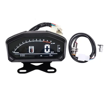 Универсален цифров измерител на скоростта на мотоциклета, LCD скоростомер, километраж, обороти в минута, оборотомер с монтиране на стена за регулиране на 1,2,4 турбо