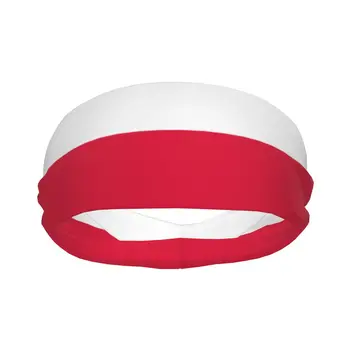 Флаг на Полша Еластична лента за коса, превръзка на главата за йога, обръч за грим, превръзка на главата