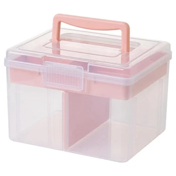 Штабелируемый кутия за съхранение на Clear Занаятите, С чекмедже за съхранение на Пластмасова Многоцелеви контейнер за съхранение на Преносим пътен куфар Лесен за използване Розов