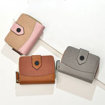 Япония и Южна Корея Малка женска чантата с къса катарама, нов обикновен прост женски пари клип за студенти от висок клас Ins с няколко карти, женски скоба за пари