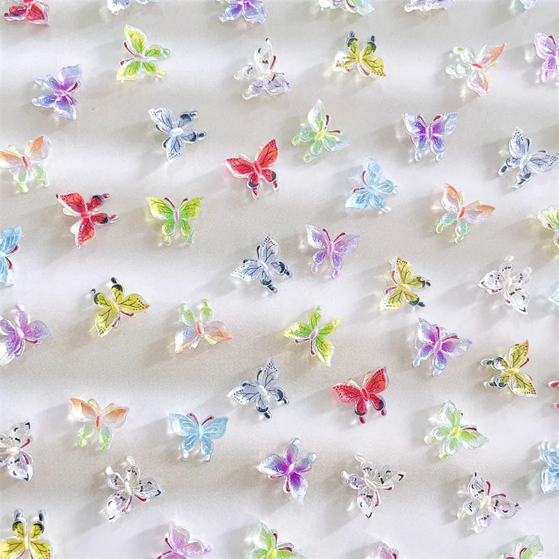 10шт Постепенен Модел на Пеперуда Окачване За Нокти Нови Многоцветни Стикери За Дизайн на Ноктите 3D Пеперуди и Кристали За Маникюр, Аксесоари За Нокти Изображение 1