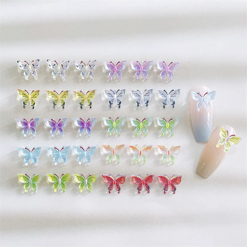 10шт Постепенен Модел на Пеперуда Окачване За Нокти Нови Многоцветни Стикери За Дизайн на Ноктите 3D Пеперуди и Кристали За Маникюр, Аксесоари За Нокти Изображение 4