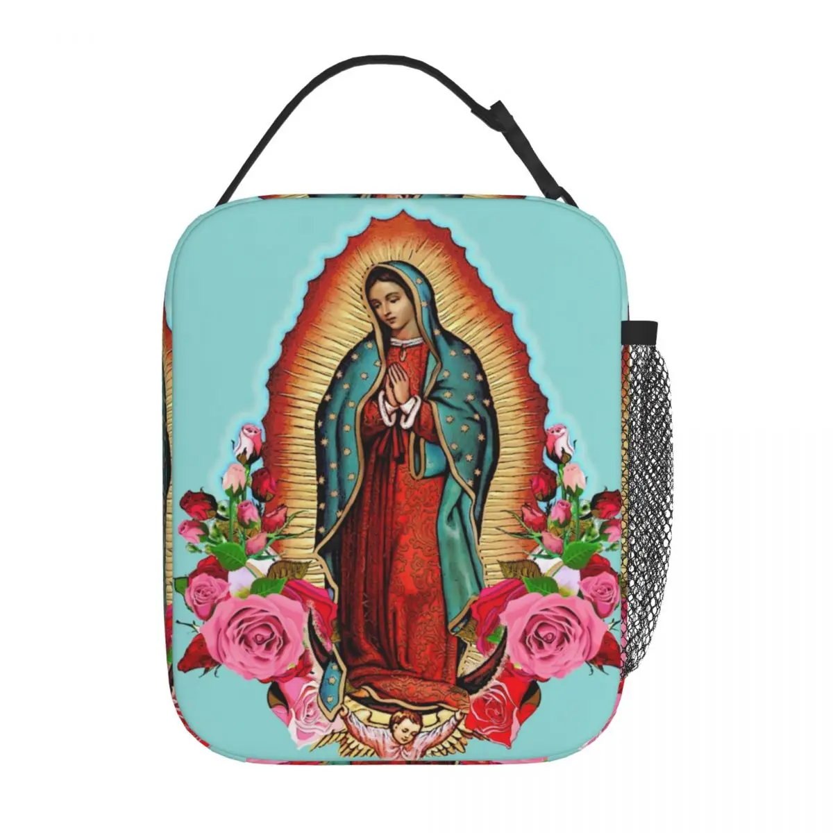Богородица Гваделупская Мексико Дева Мария Изолирани пакети за обяд Контейнер-хладилник за хранене Кристиан Католически Мъкна Обяд-бокс Чанта за хранене Изображение 1