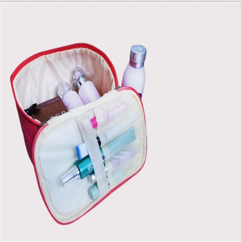 Женски пътни козметични чанти за измиване на банята, комплекти за грим, чанта за носене с диамант решетка, козметични чанти с цип, Органайзер, косметичка за козметични принадлежности Изображение 3