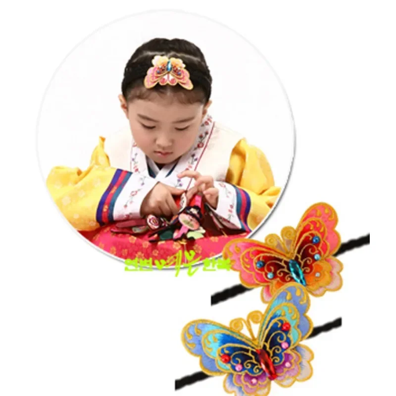 Корейски Оригинални вносни Превръзка на главата/ Въжета за коса с ръчно изработени Бродерии във формата на пеперуда/ Шапки за изпълнения на сцената Изображение 3