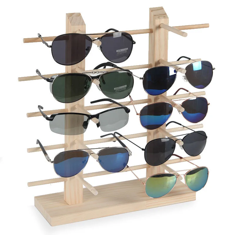 Многослойни Дървени витрини за слънчеви очила, поставка за очила, рафт, шкаф за показване на точки, държач за стойка за бижута, витрина за очила Изображение 3